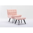 thumbnail image 4 of Velvet Accent Chair, Leisure Chair for Living Room Chairs, Accent Chair with Ottoman, Single Leisure Upholstered Sofa Chair, Reading Chair for Living Room & Bedroom, Pink, 4 of 7