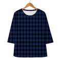 thumbnail image 6 of HLKJKLS Long Sleeve Shirts For Women 3/4 Sleeve Crew Neck Casual Holiday T Shirt Polyester Spandex Classic Print Blue S-3Xl, 6 of 7