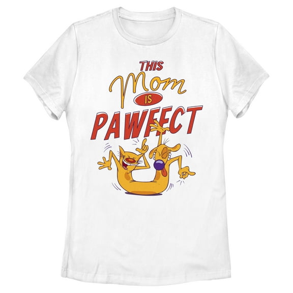 Women's Catdog This Mom Is Pawfect Graphic Tee White Small
