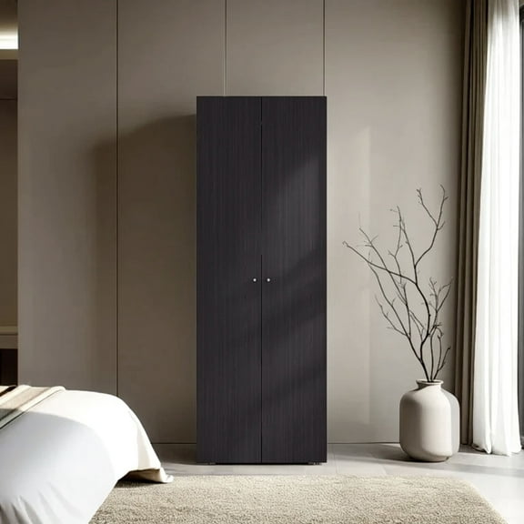 Dressers FM FURNITURE Basin 2-Door Tall Wardrobe Cabinet 66.9"H, Bedroom, Wenge,Chests Of Drawers