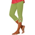 thumbnail image 2 of Women's High Waist Compression Capri Yoga Pants, Side Vent Detail Workout Leggings with Pockets, Plus Size Knee-Length Capri Tights for Gym, Running and Casual Wear Light Green M, 2 of 8