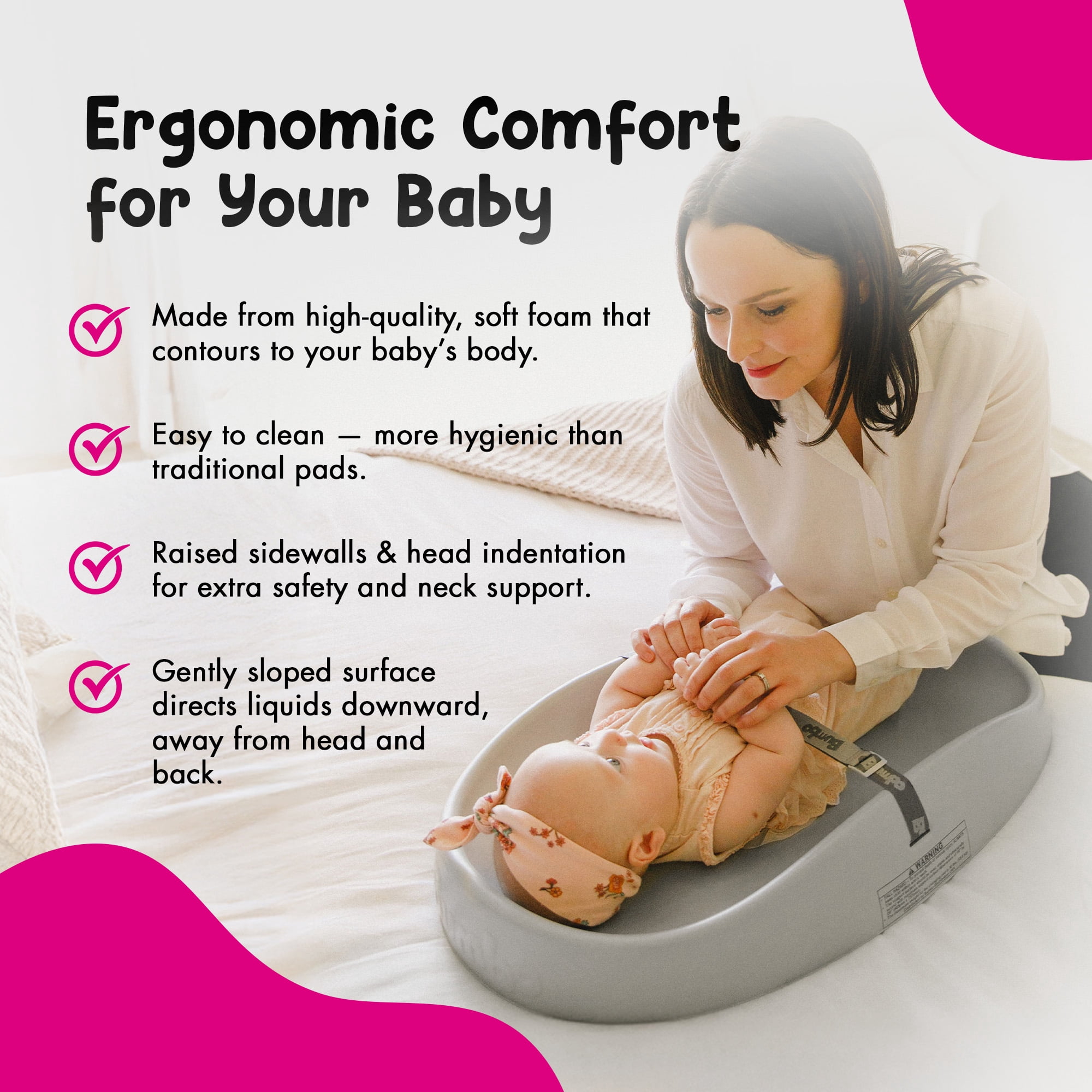 Bumbo Foam Contoured Diaper Changing Pad, Grey