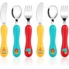 Lehoo Castle Toddler Utensils Kids Silverware, 6pcs Safety Stainless Steel Toddler Fork Spoon Knife Set, Children Flatware Set, Safety Utensils for Toddler and Children (Red)