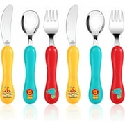 Lehoo Castle Toddler Utensils Kids Silverware, 6pcs Safety Stainless Steel Toddler Fork Spoon Knife Set, Children Flatware Set, Safety Utensils for Toddler and Children (Red)