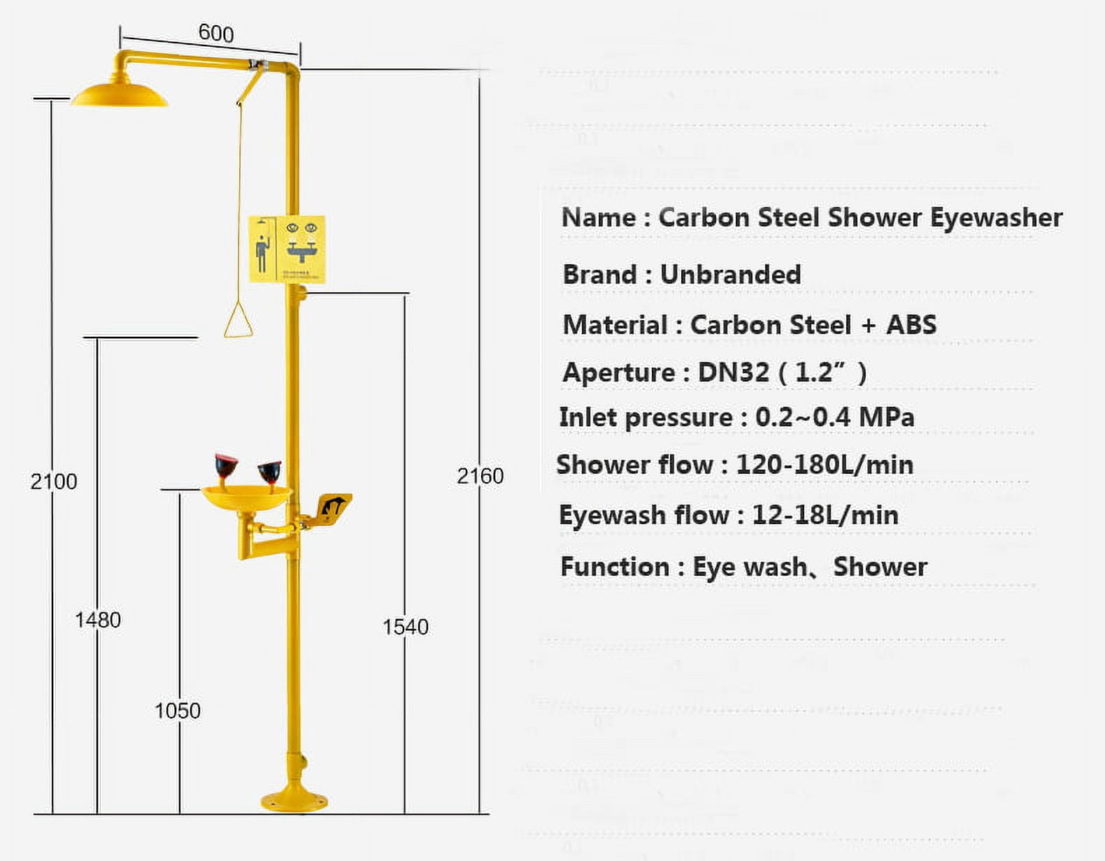 TOPCHANCES Traditional Series Combination Emergency Eyewash and Shower  Carbon Steel Essential Safety Station with ABS Bowl