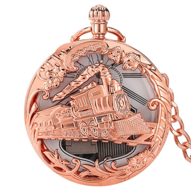 Train Steampunk Pocket Watch, Quartz Musical Movement Pocket Watch
