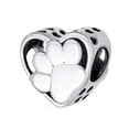 thumbnail image 2 of Bling Jewelry Womens Black CZ Heart Paw Print Charm Bead for Pet Lovers - Fits European Bracelet, 2 of 4