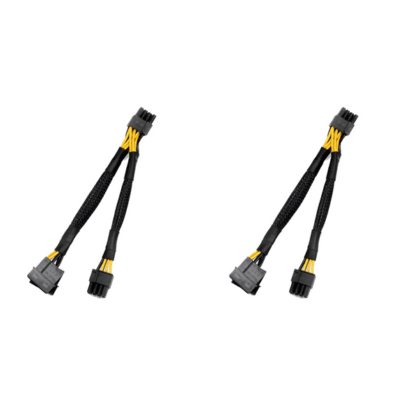 2X Dual 4Pin IDE Molex to GPU Dual 8Pin(6+ 2)Pin Power Supply Cable PCI-E Express Graphics Video Display Card Adapter