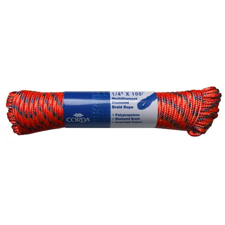 CORDA Diamond Braid Polypropylene Rope  1/4  x 100