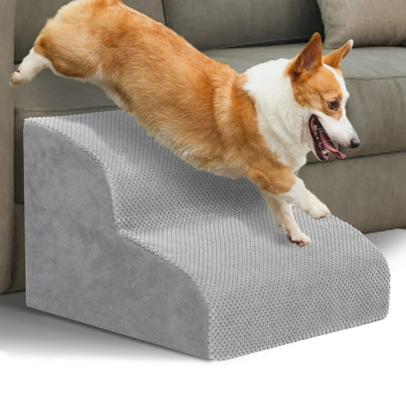 HIDOG Dog Stairs and Ramp, 2-Step Dog Steps for High Beds and Couch, Pet Steps for Small Dogs with Removable Washable Cover, Non-Slip Soft Foam
