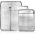 thumbnail image 1 of Baking Sheet with Wire Rack, Leonyo 16"+12.5"+9" Baking Sheet & Cooling Rack, Commercial Stainless Steel Nonstick Cookie Sheets for Baking, Cooking, Roasting - 6 Pack (3 Sheets + 3 Racks), 1 of 8