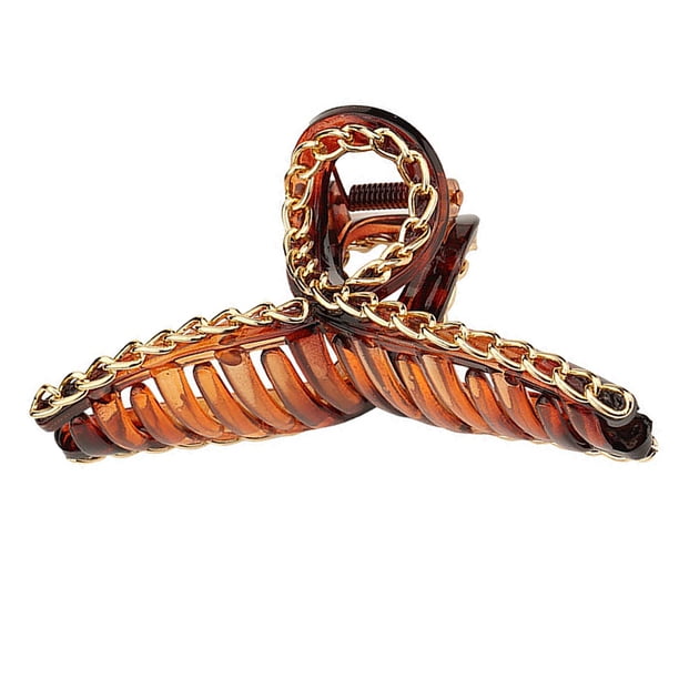 Jumpingount Pinza para el pelo Cadena vintage Pinza para el pelo Acrílico Mujer Horquilla para el pelo Chica Fiesta Barrette Accesorio para peinado, Marrón Accesorio para el cabello ámbar Jumpingount AP001178-02