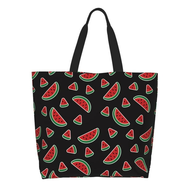 Fotbe Watermelon Bolsa Tote Estética de Lona con Estampado para Mujer - Bolsa Reutilizable de Hombro Casual para Vacaciones, Compras, Trabajo y Gimnasio