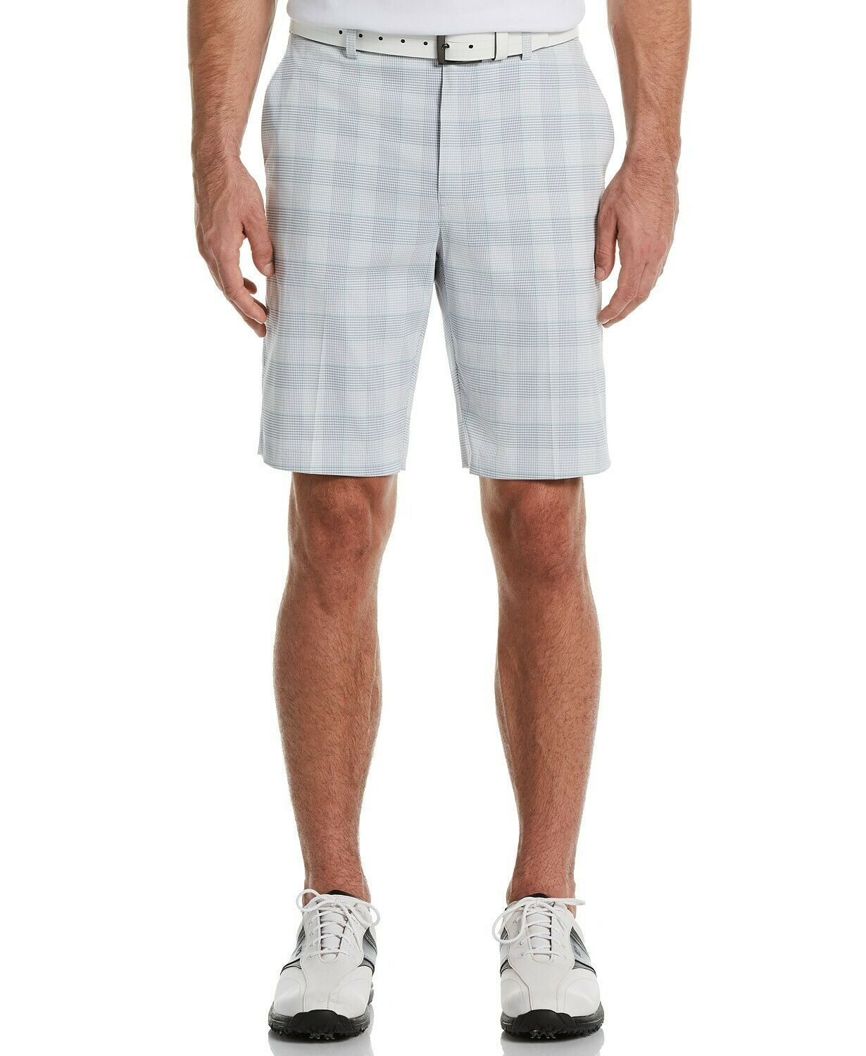 PGA TOUR Men's Stacked-Print Golf Shorts Grey Light Blue Plaid White ...
