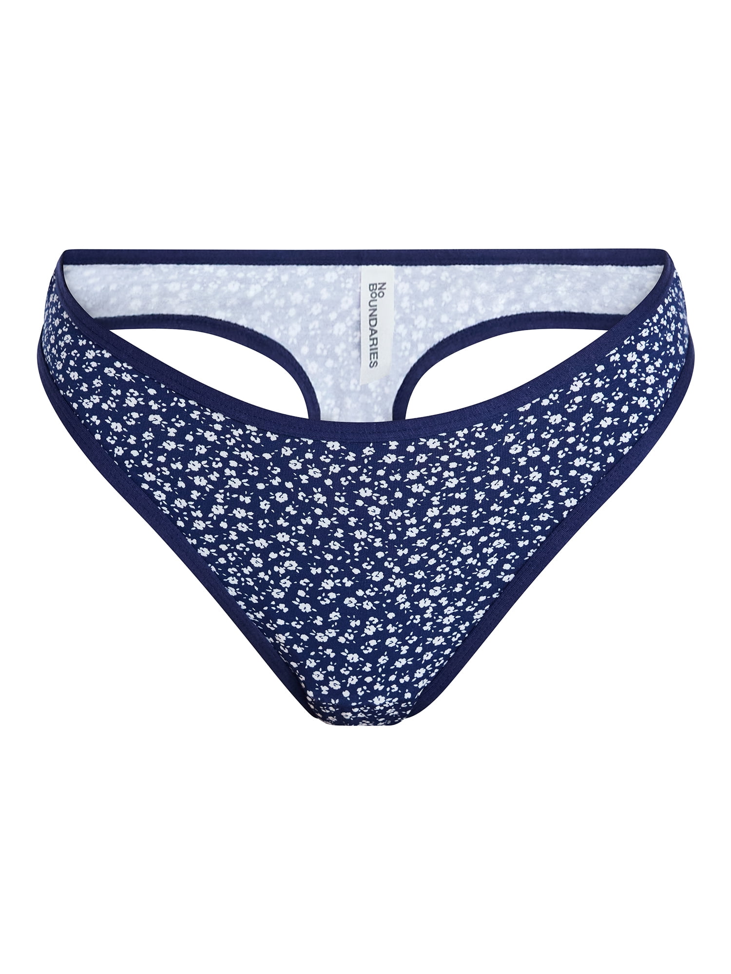 No Boundaries Cotton Blend Hi Cut Thong Panties, Women's XS-XXXL
