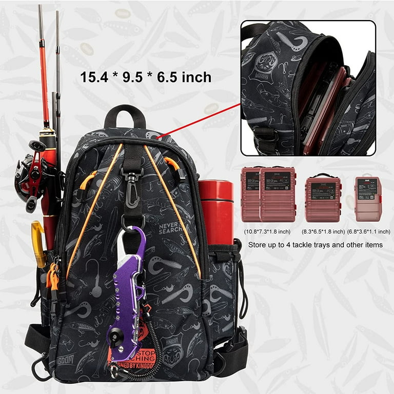 Kingdom Fishing Tackle Backpack Storage Bag, Water-Resistant Fishing  Backpack with Rod Holder, Fishing Gear Bag 