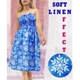 thumbnail image 2 of LA LEELA Women's Beach A line Slit Mini Dress Ruched Tube Top Evening Short Strapless Casual Christmas Tree Dress for Women L-XL R_Blue Snowflakes, 2 of 5