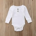thumbnail image 6 of WIBACKER Newborn Unisex Baby Romper Infant Solid Ribbed Long Sleeve Bodysuit 1Pcs, 6 of 7