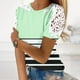 thumbnail image 5 of Camisas de Manga Corta para las Mujeres Impresión Cuello Redondo Suéter Encaje Camisa, Blusa de Verano Casual para las Mujeres, 5 of 5