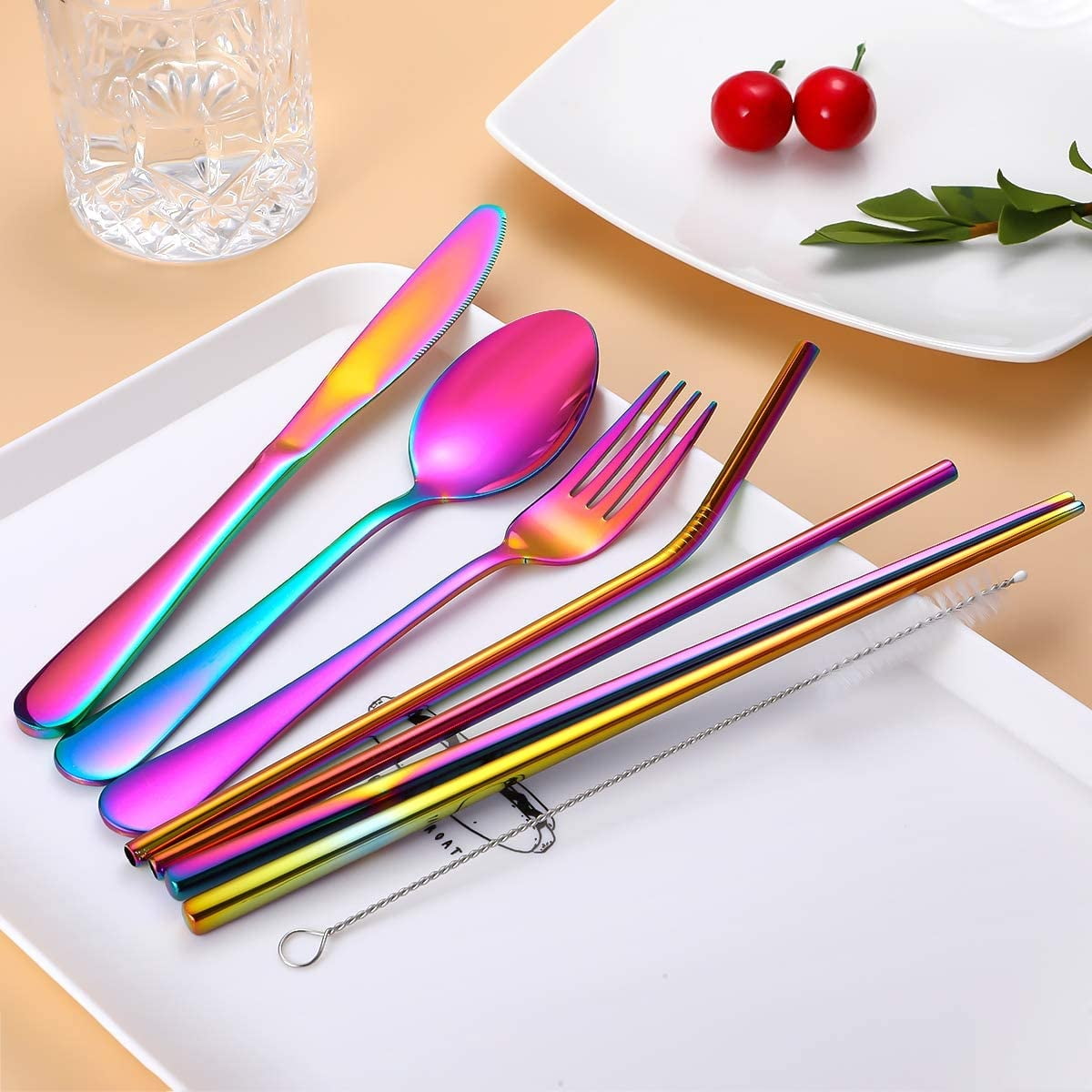Travel Utensils, Reusable Silverware Set To Go Portable Cutlery Set with a  Waterproof Carrying Case for Lunch Boxes Workplace Camping School Picnic (5  Pcs) 