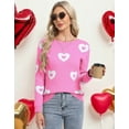thumbnail image 2 of Heart Sweaters for Women Knit Warm Pullover Sweater Cute Heart Printed Valentine's Day Sweater Shermie, 2 of 9