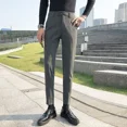 thumbnail image 4 of Pantalones de traje de negocios rectos y ajustados para hombre, de cintura alta, fluidos, para oficina, trabajo, social, sastrería, pantalones trenzados para hombres., 4 of 5