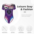 thumbnail image 4 of Rocae Monstre Haut pour une Pièce Col Rond Manches Courtes Justaucorps pour Femmes Justaucorps Basique Décontracté Combinaison Quotidienne T-Shirts-TG, 4 of 7
