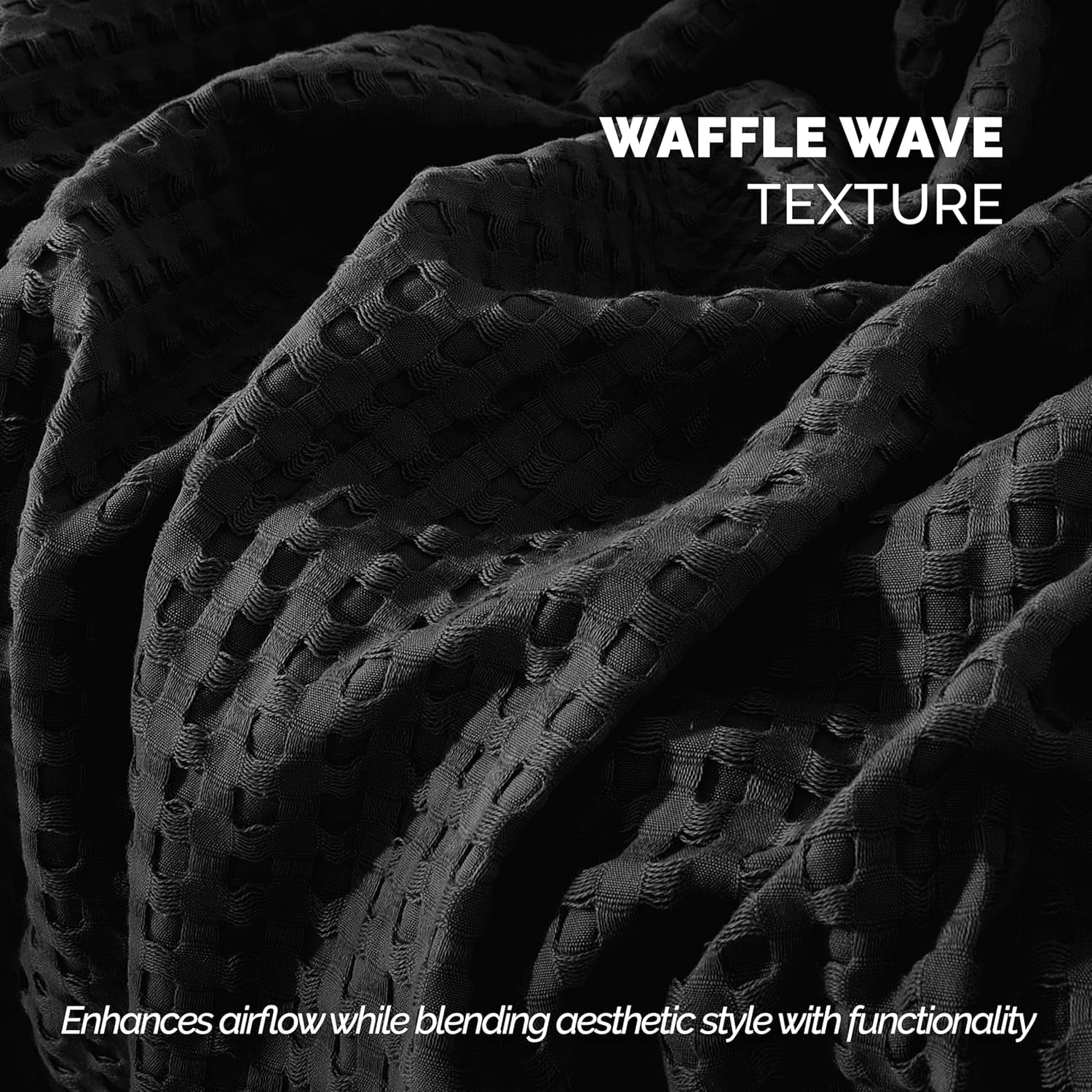 Elegant Comfort Cotton Waffle Blanket, Lightweight All-Season Bed Blanket,Twin Size 68x88 Inches, Black