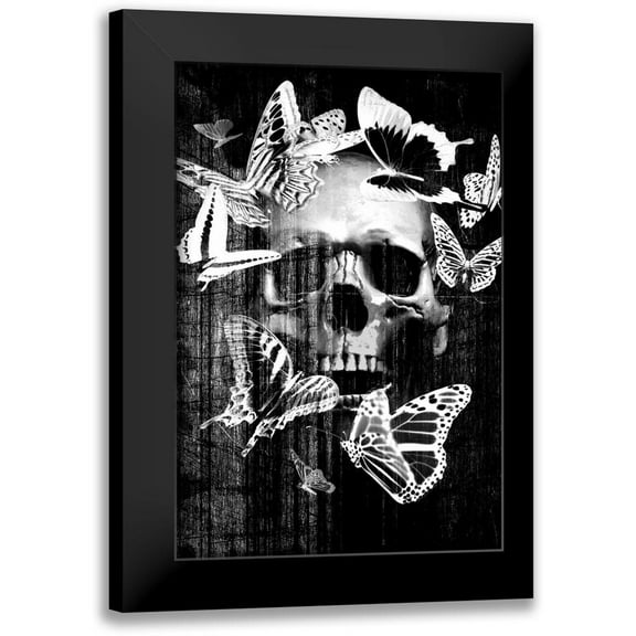 GraphINC 11x14 Black Modern Framed Museum Art Print Titled - Skull Butterfly Crown