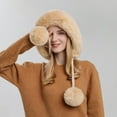 thumbnail image 2 of qolati Women's Winter Bucket Hat Faux Fur Brims Plush Pompom Beanie Cap Soft Warm Fuzzy Fleece Fisherman Hat, 2 of 5