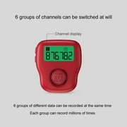 Techinal Silent Finger Counter 6 Channels Digital Tasbih Tally Clicker with LED for Prayer Knitting Sports Gift Rechargeable