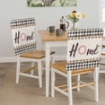 thumbnail image 5 of Home Chair Covers Set of 1 Spring Flower Ring Leaf Wooden Barriers Gray Plaid Linen Texture Chair Back Covers Stretch Removable Washable Slipcovers Protector for Dining Room Kitchen Party Decor, 5 of 9