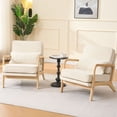 thumbnail image 4 of S-HOME Mid-Century Upholstered Accent Chair  with Plush Foam Cushion and Curved Wood Armrests for Living Rooms or Bedrooms, Beige, 4 of 15