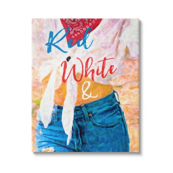 Stupell Industries Red White & Blue Patriotic American Celebration Graphic Art Gallery Wrapped Canvas Print Wall Art, Design by Graffitee Studios