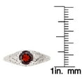 thumbnail image 3 of 10k White Gold Vintage Style Genuine Round Garnet Scroll Ring, 3 of 5