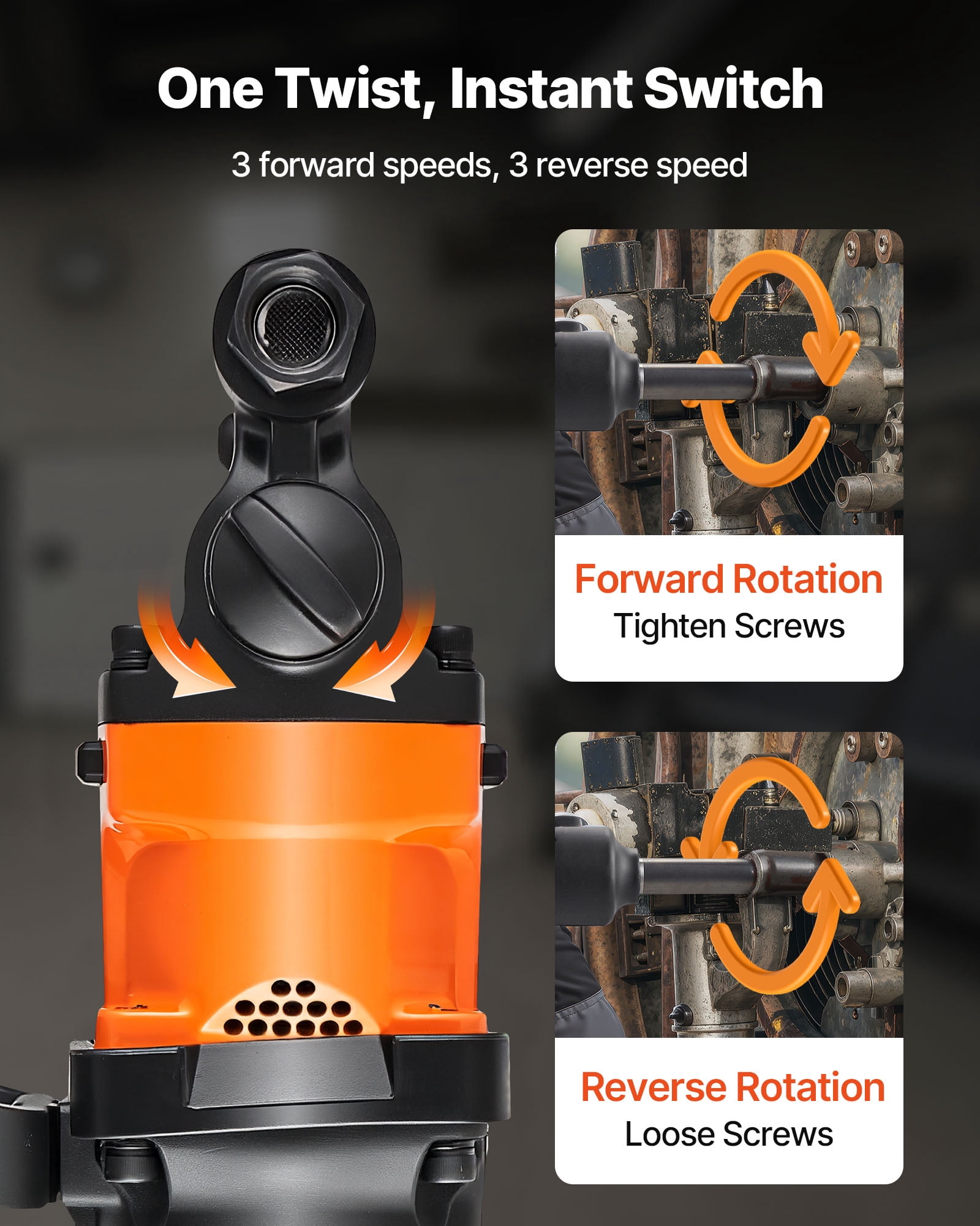 VEVOR 1 Inch Air Impact Wrench, Up to 1800 ft-lbs Nut-Busting Torque, 18.7 lbs Lightweight Pneumatic Impact Gun with 6" Extended Anvil for Heavy Duty Repairs and Maintenance