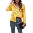 thumbnail image 1 of Innerwin Hauts Col à Revers Chemises pour Femmes Travail Boutonné Blouse à Simple Boutonnage Gingembre TG, 1 of 3