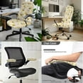 thumbnail image 2 of FKELYI Cartoon Bee Daisy Flower Print 3 Pcs Set Office Chair Cover with Armrest Cover Stretchable Swivel Gaming Chair Protector Dustproof Boss Armchair Decor, Large, 2 of 6