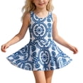 thumbnail image 2 of Conairie Girls Swimsuit One Piece Floral Print Bathing Suit Swim Dress Adjustable Straps Modest Swimwear Blue 11-12 Y, 2 of 6