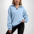 thumbnail image 2 of Women'S Clothing Women's Solid Sweatshirt Women's Half Zip Pocketed Long Sleeve Pullover Hoodie For Sports & Leisure, 2 of 6