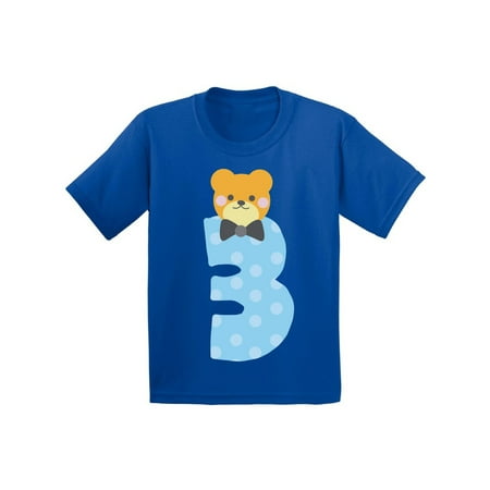 

Awkward Styles Third Birthday Boy T-Shirt Funny Bear Toddler Shirt