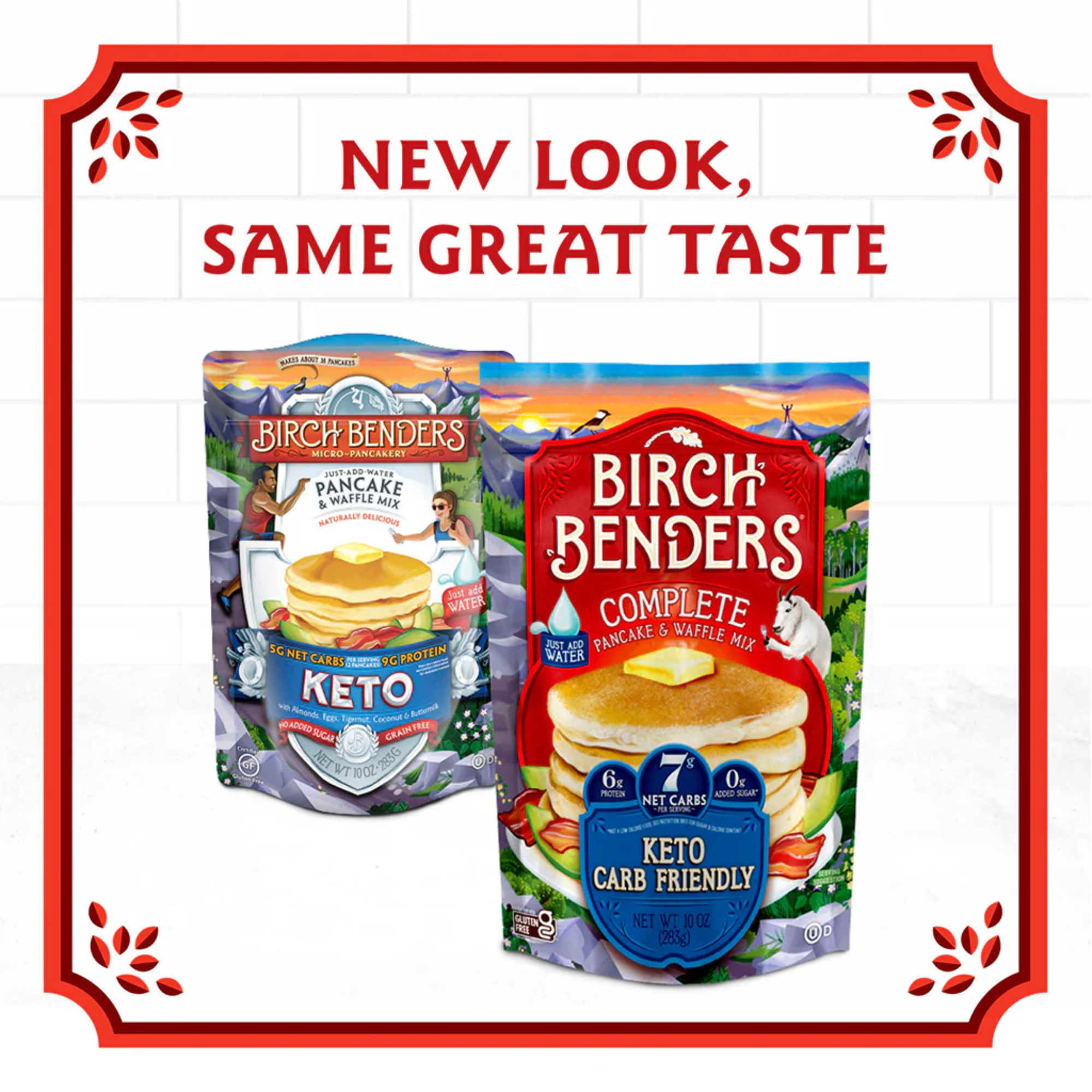 Birch Benders Keto Pancake and Waffle Mix, 10 oz (pack of 2) with Swivel Spoons