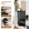 thumbnail image 6 of 3 Section Laundry Hamper With Lid, 160L Large Capacity With Removable Bags And Washable Bags, 5 Labels For Clothes Sorting, Laundry Basket For Bedroom, Laundry Room, Small Apartment Laundry Sorter, 6 of 6