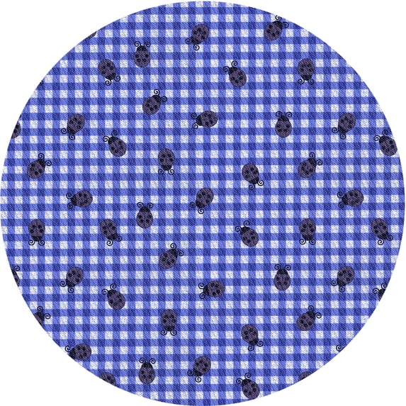 Ahgly Company Indoor Round Patterned Denim Blue Area Rugs, 5' Round