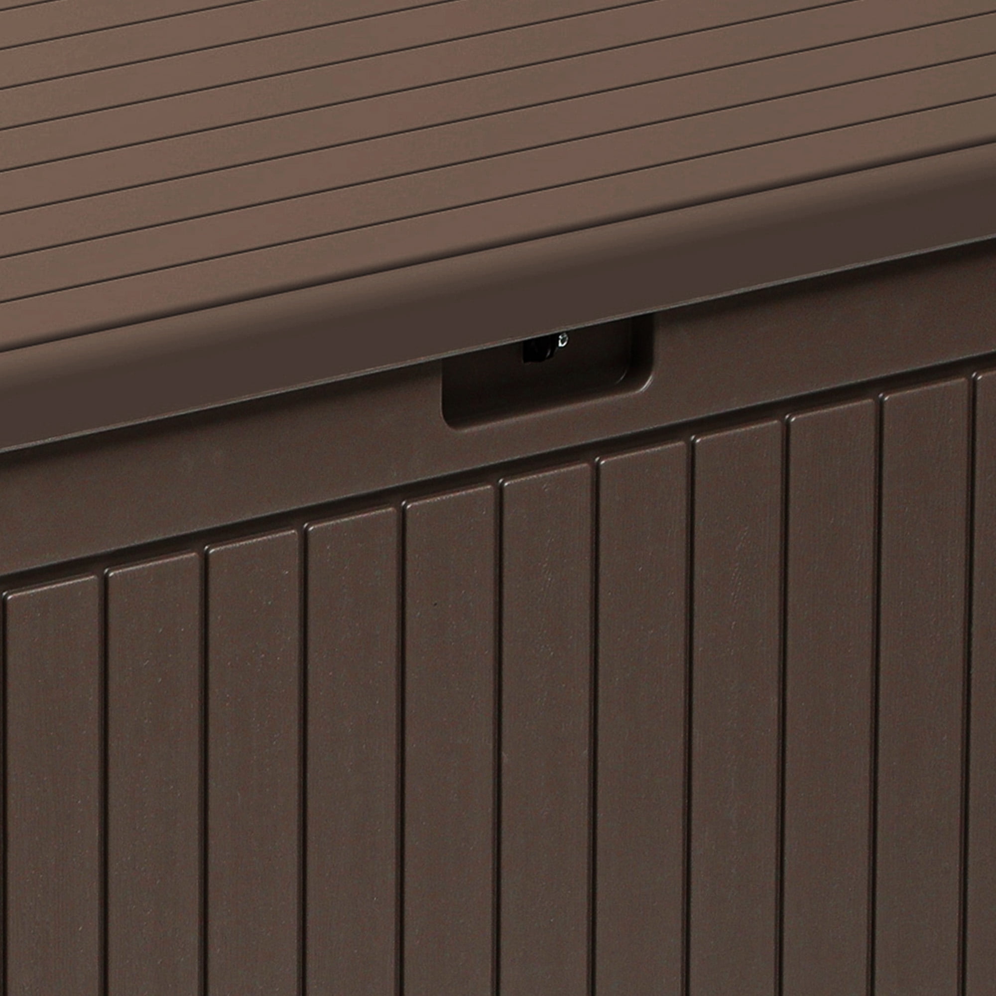Uforic 260 Gallon Large Deck Box, Double-Wall Resin Outdoor Storage Bin with Divider, Lockable Weatherproof, Brown