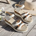 thumbnail image 6 of Dakaela Women's Espadrille Wedge Sandals Flower Ankle Strap Platform Summer Shoes Braided Open Toe Dressy Casual Slip on Sandal Size 6-10 White, 6 of 8