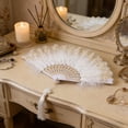 thumbnail image 5 of MMJ Folding Fan Vintage Puffy Handheld 16.54x9.06in for Wedding Dance Performance Party Picnic Indoor Outdoor Decor Gift, 5 of 6
