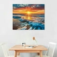 thumbnail image 3 of Nawypu  Sunset Wall Art for Living Room, Gold Beach Wave Canvas Wall Decor for Bedroom, Nature Ocean Landscape Picture Print Painting,, 3 of 5