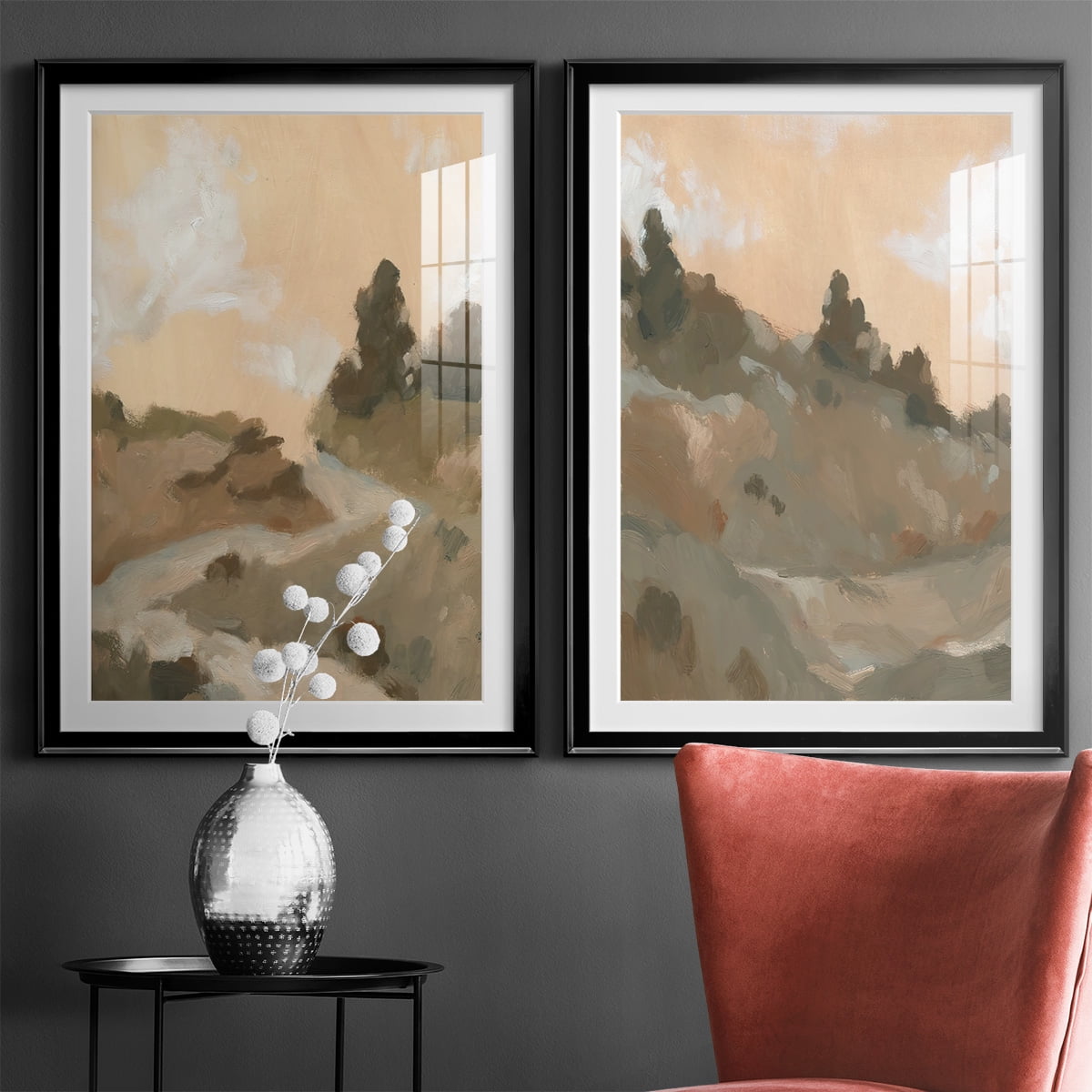 Wexford Home Hillside Walking Path I Premium Framed Print, 26.5" x 36.5" - Ready to Hang, Black (Set of 2)