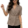 thumbnail image 6 of GERsome Blazers for Women Short Sleeve Lapel Open Front Business Casual Suit Jacket Work Blazer Khaki L, 6 of 7